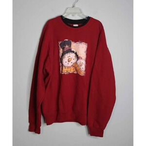 Escargot Sportswear Womens Crimson Red Color Sweatshirt w/Snowman Front …